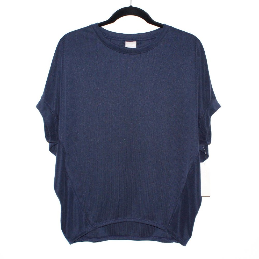 Chico's Rib Knit Sandwashed Wedge Tee in Classic Navy